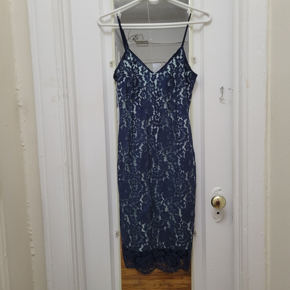 Next Navy‎ & Mint Slip On Lace Dress Y2K Phoebe Girly Coquette